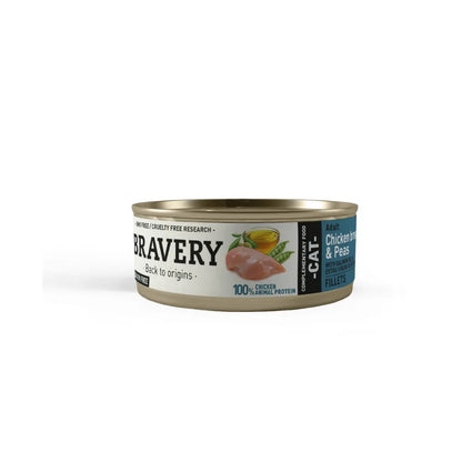Bravery Wet Food Pollo y Guisantes Gato Adulto Lata 70 g