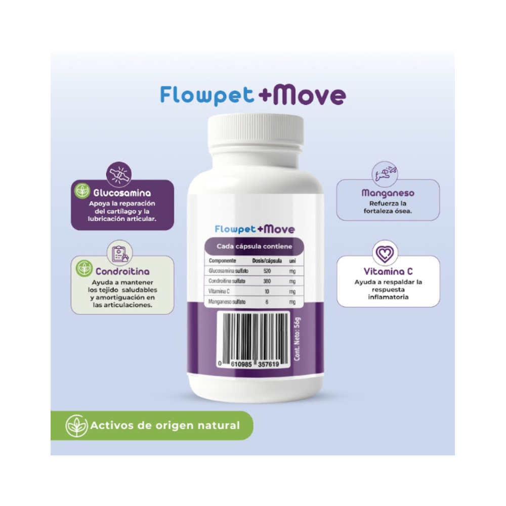 Flowpet + Move Suplemento Perro 60 Capsulas