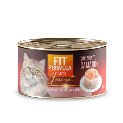 Lata Fit Gato Gourmet Atún y Camarón 80 g