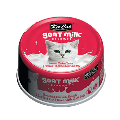 Lata Kit Cat Goat Milk Gourmet Chicken & Smoked Fish 70 g