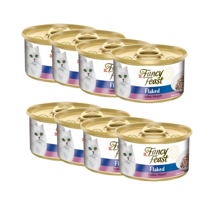 Pack 8x Fancy Feast Lata Flaked Atun 85 g